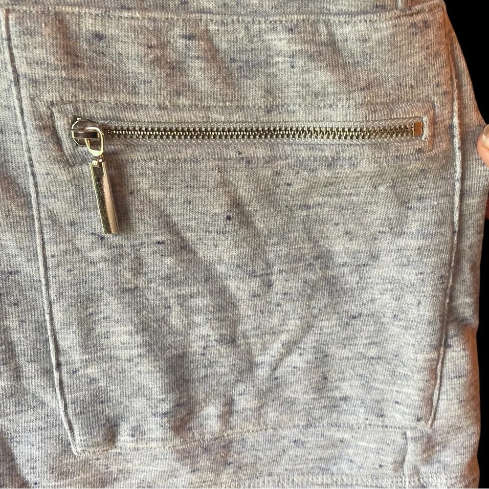 Chico's Weekender Heathered Gray Cowl Neck Sweater w/ zip pockets